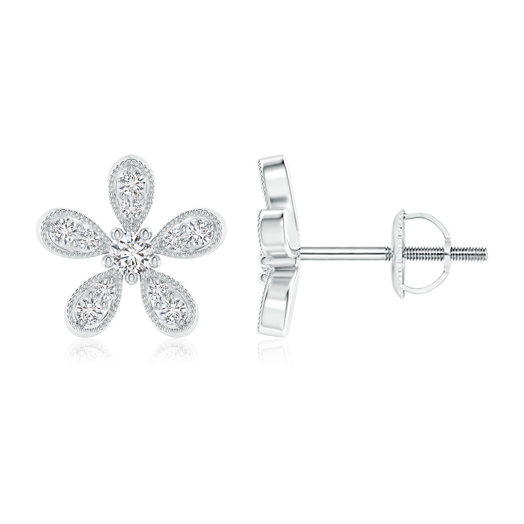 2mm HSI2 Diamond Daisy Flower Stud Earrings in White Gold