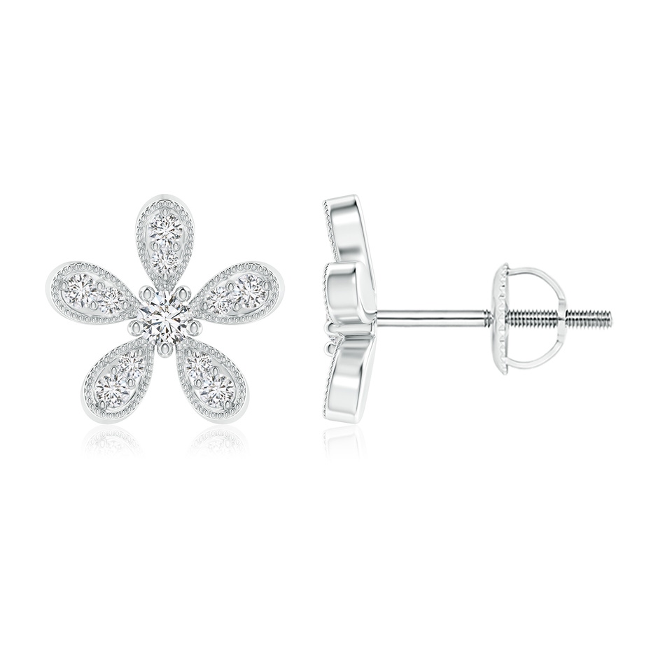 2mm HSI2 Diamond Daisy Flower Stud Earrings in White Gold 