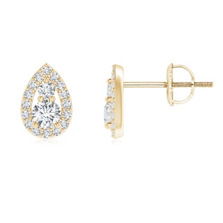 3mm GVS2 Diamond Stud Earrings with Pear-Shaped Frame in Yellow Gold