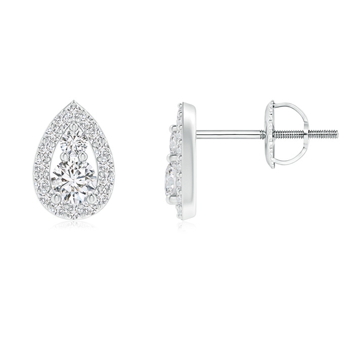 3mm HSI2 Diamond Stud Earrings with Pear-Shaped Frame in White Gold