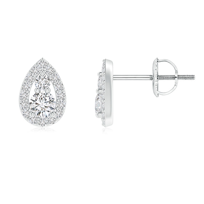 3mm HSI2 Diamond Stud Earrings with Pear-Shaped Frame in White Gold 