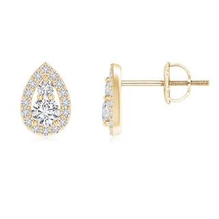 3mm HSI2 Diamond Stud Earrings with Pear-Shaped Frame in Yellow Gold