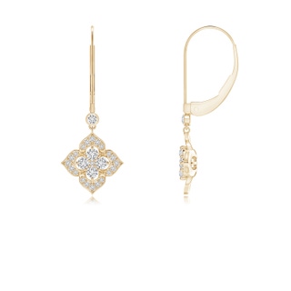 1.7mm HSI2 Diamond Clover Leverback Earrings in 9K Yellow Gold