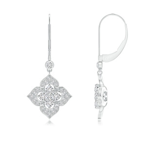 2.3mm HSI2 Diamond Clover Leverback Earrings in White Gold