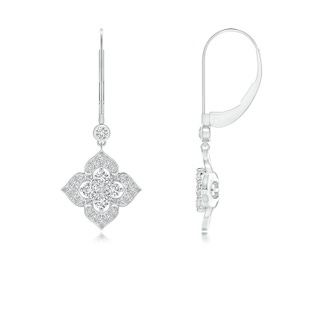 2mm HSI2 Diamond Clover Leverback Earrings in White Gold