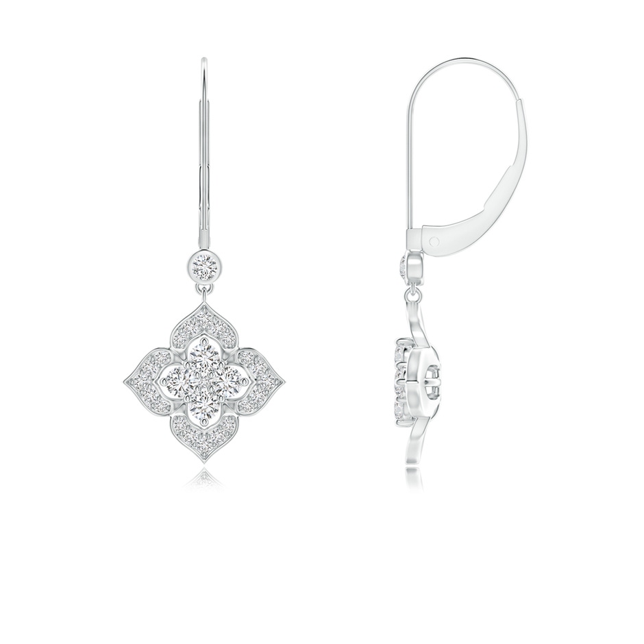 2mm HSI2 Diamond Clover Leverback Earrings in White Gold 