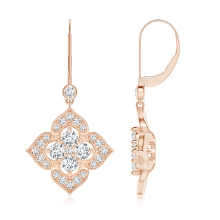 3.2mm GVS2 Diamond Clover Leverback Earrings in 18K Rose Gold