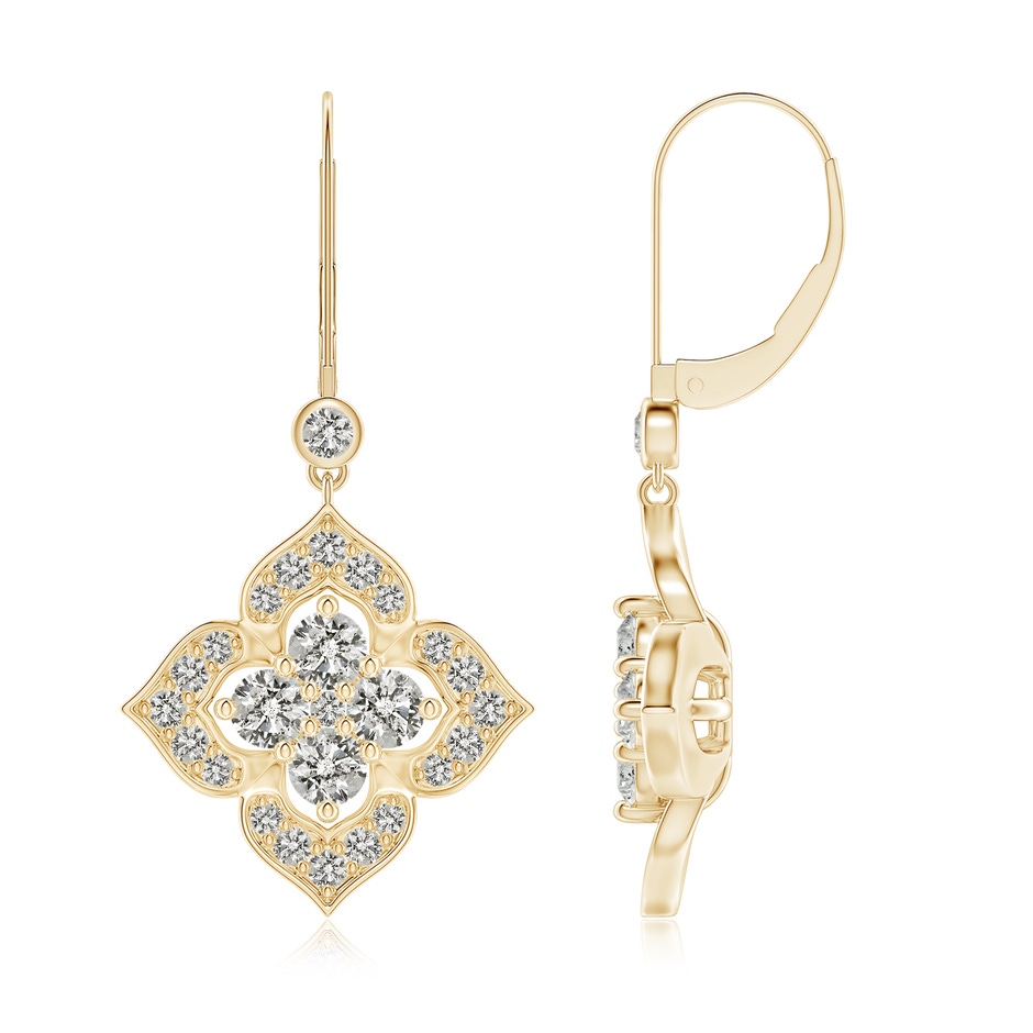3.2mm KI3 Diamond Clover Leverback Earrings in Yellow Gold 