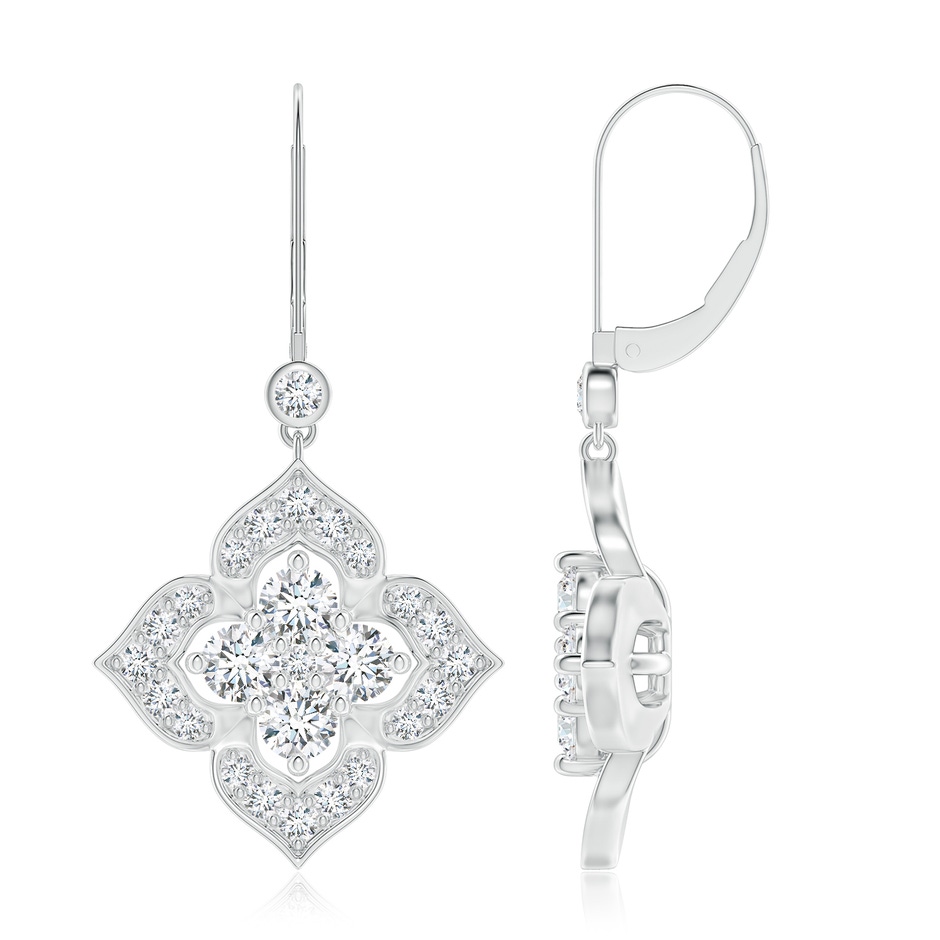 3.5mm GVS2 Diamond Clover Leverback Earrings in White Gold 