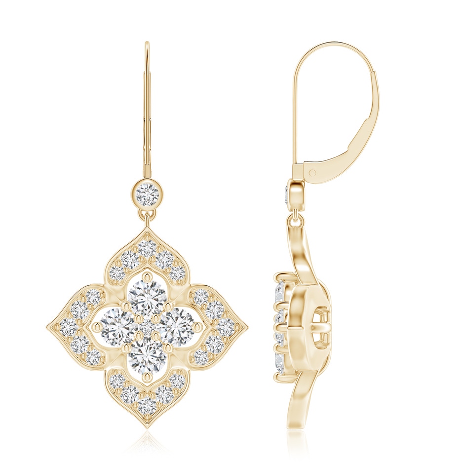 3.5mm HSI2 Diamond Clover Leverback Earrings in Yellow Gold 