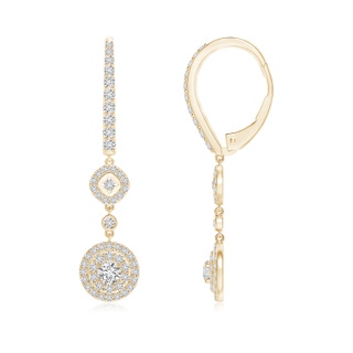 3mm HSI2 Double Drop Clustre Diamond Leverback Dangle Earrings in 9K Yellow Gold