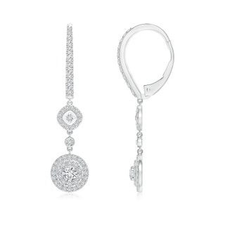 3mm HSI2 Double Drop Clustre Diamond Leverback Dangle Earrings in White Gold