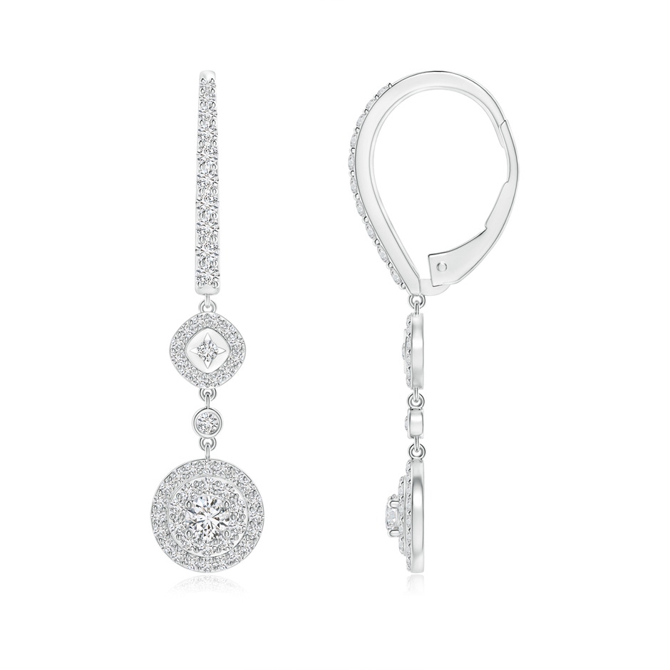 3mm HSI2 Double Drop Clustre Diamond Leverback Dangle Earrings in White Gold 