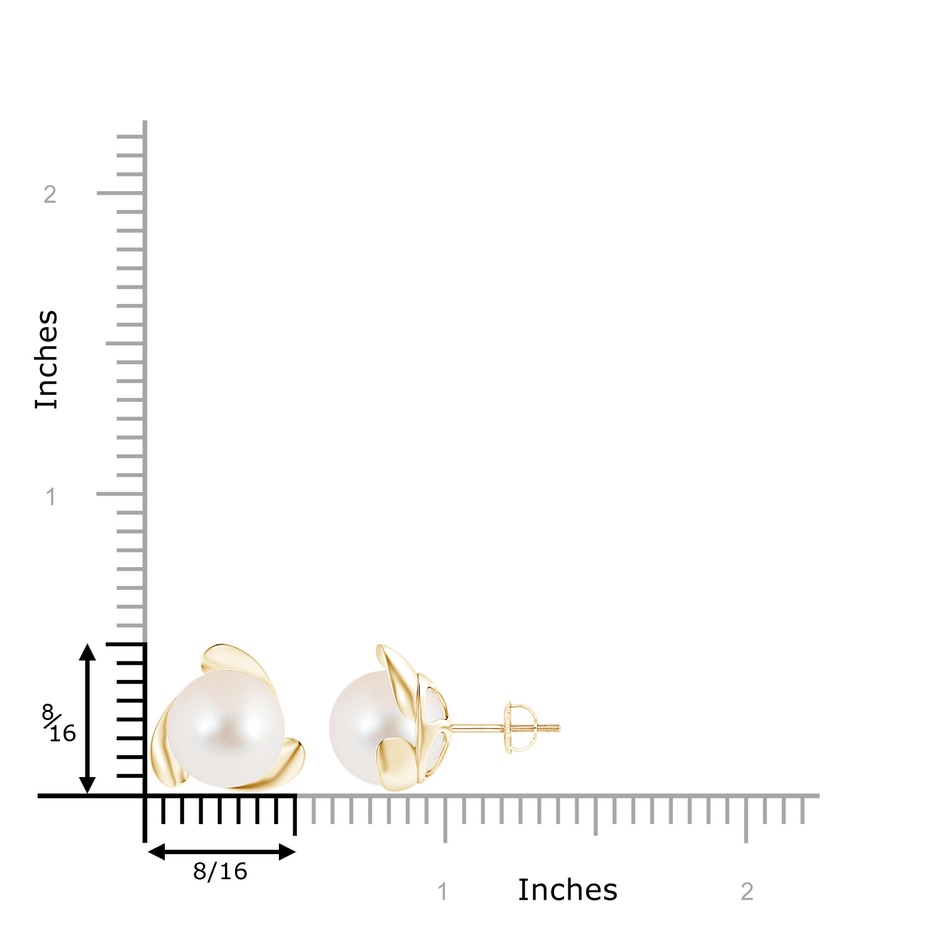 10mm AAA Freshwater Pearl Flower Stud Earrings in Yellow Gold product image