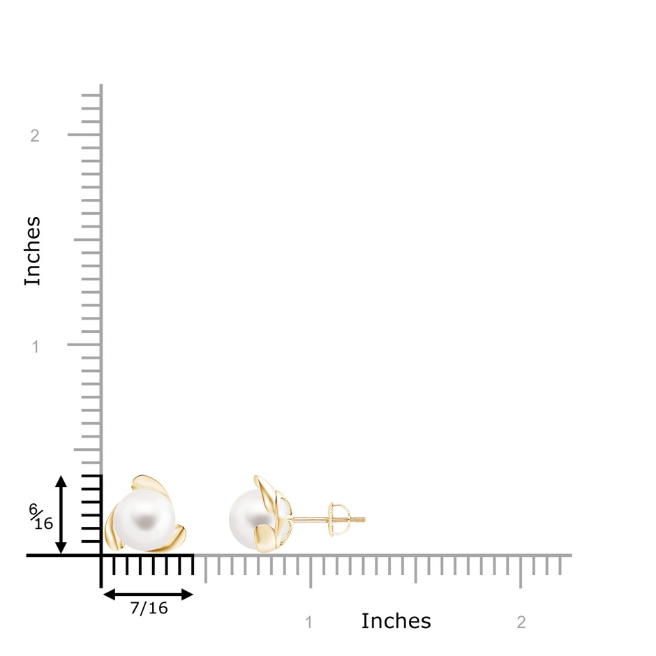 8mm AA Freshwater Pearl Flower Stud Earrings in Yellow Gold product image