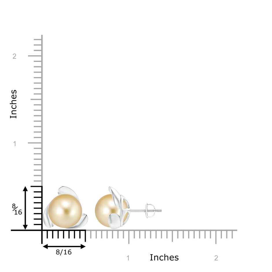10mm AAAA Golden South Sea Pearl Flower Stud Earrings in White Gold product image