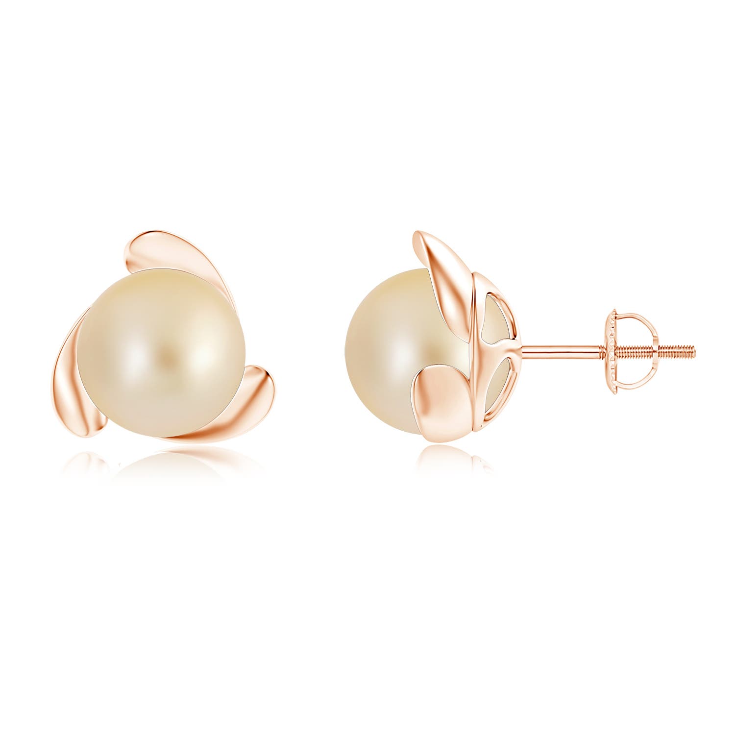 Golden South Sea Pearl Flower Stud Earrings