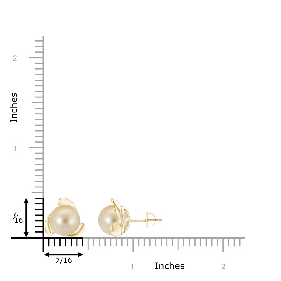 9mm AAA Golden South Sea Pearl Flower Stud Earrings in Yellow Gold product image