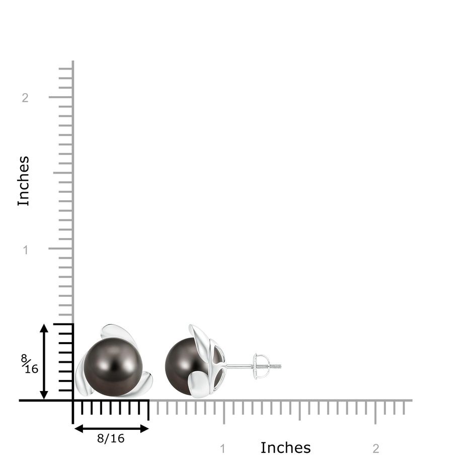 10mm AAA Tahitian Pearl Flower Stud Earrings in White Gold product image