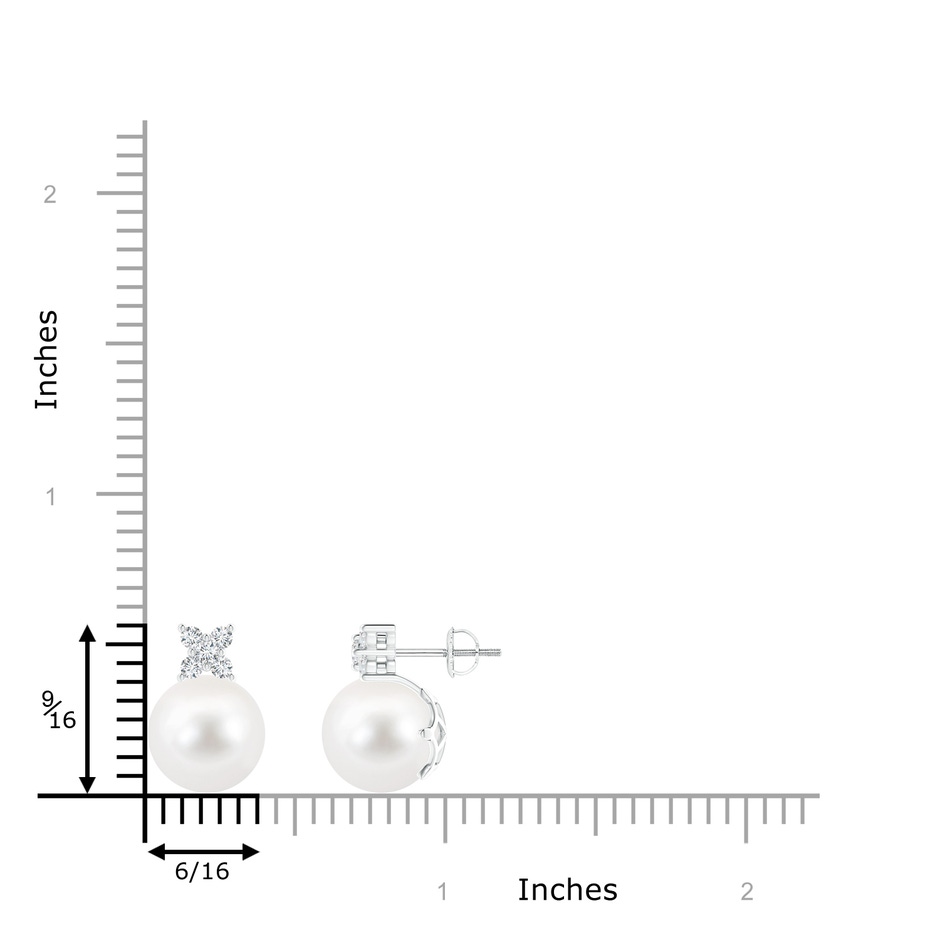 10mm AA Freshwater Pearl and Diamond Cluster Stud Earrings in White Gold product image