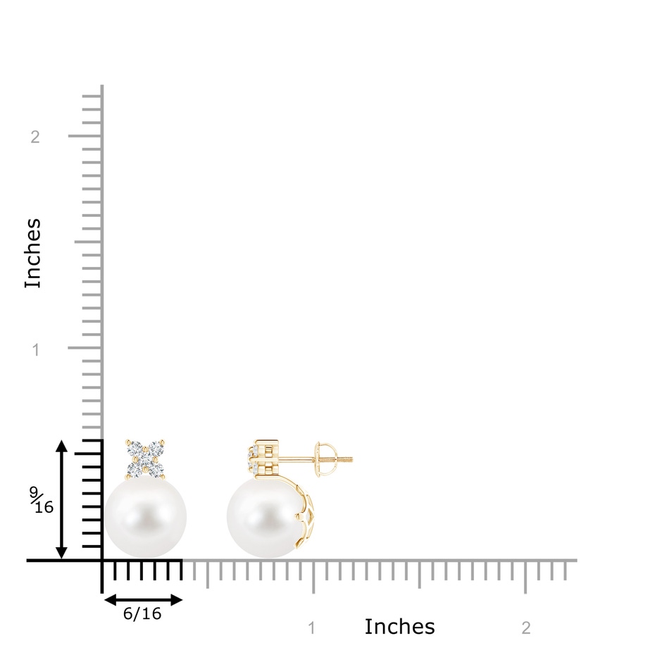 10mm AA Freshwater Pearl and Diamond Cluster Stud Earrings in Yellow Gold product image