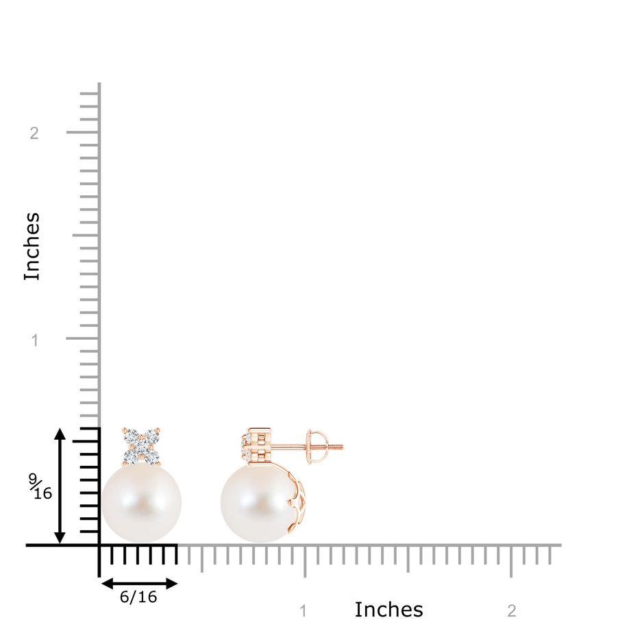 10mm AAA Freshwater Pearl and Diamond Clustre Stud Earrings in Rose Gold product image