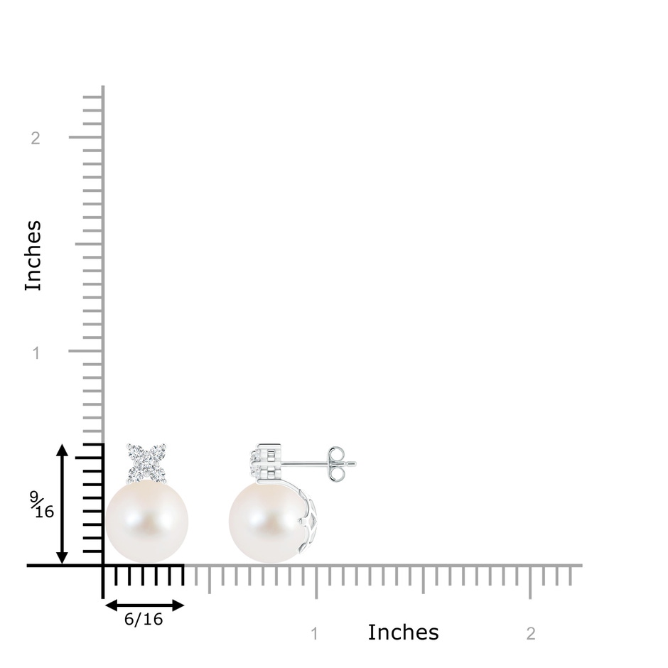 10mm AAA Freshwater Pearl and Diamond Cluster Stud Earrings in S999 Silver product image