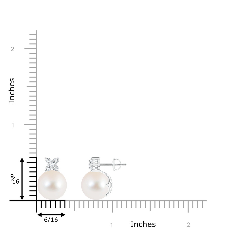 10mm AAA Freshwater Pearl and Diamond Clustre Stud Earrings in White Gold product image