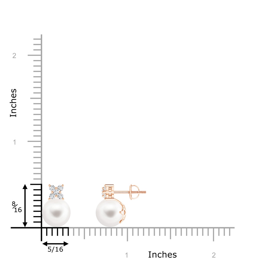 8mm AA Freshwater Pearl and Diamond Clustre Stud Earrings in Rose Gold product image