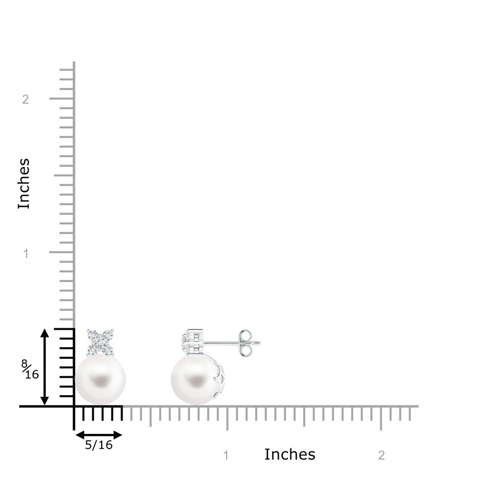 8mm AA Freshwater Pearl and Diamond Clustre Stud Earrings in S999 Silver product image