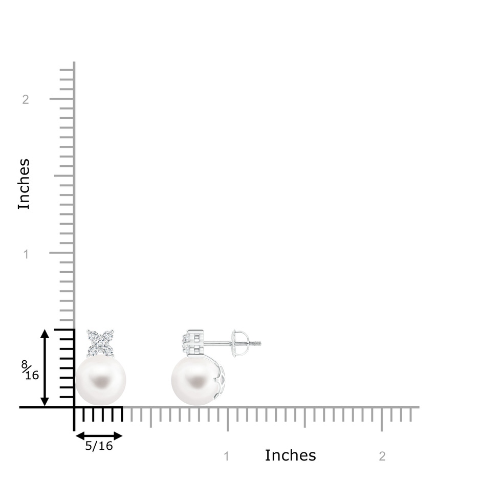 8mm AA Freshwater Pearl and Diamond Cluster Stud Earrings in White Gold product image