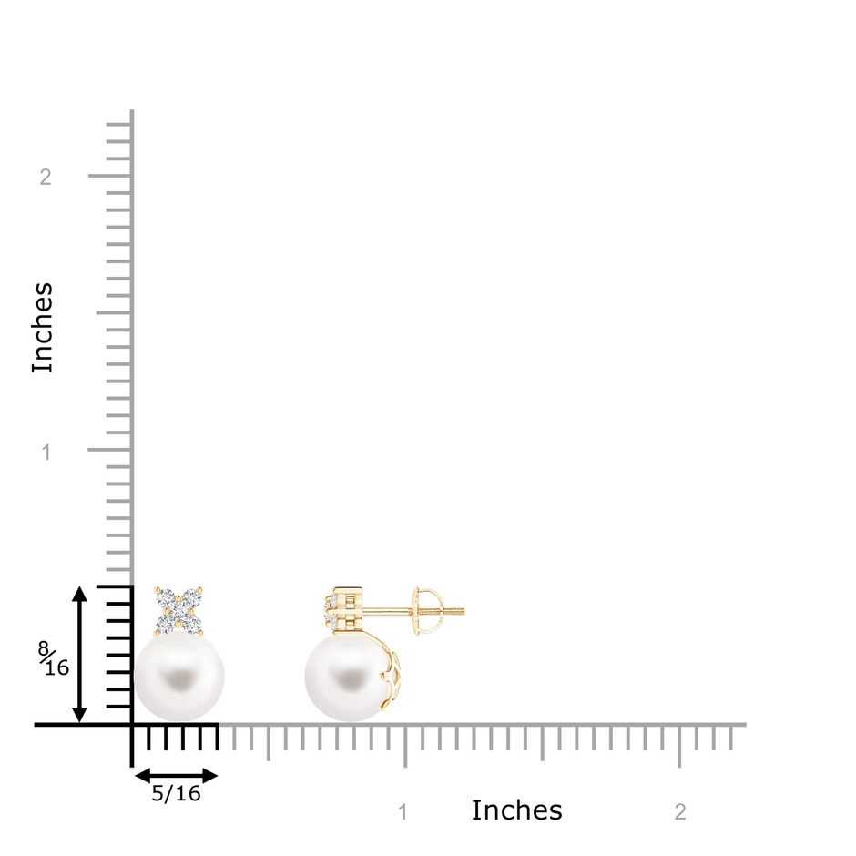 8mm AA Freshwater Pearl and Diamond Clustre Stud Earrings in Yellow Gold product image