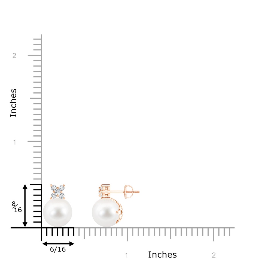 9mm AA Freshwater Pearl and Diamond Clustre Stud Earrings in 9K Rose Gold product image