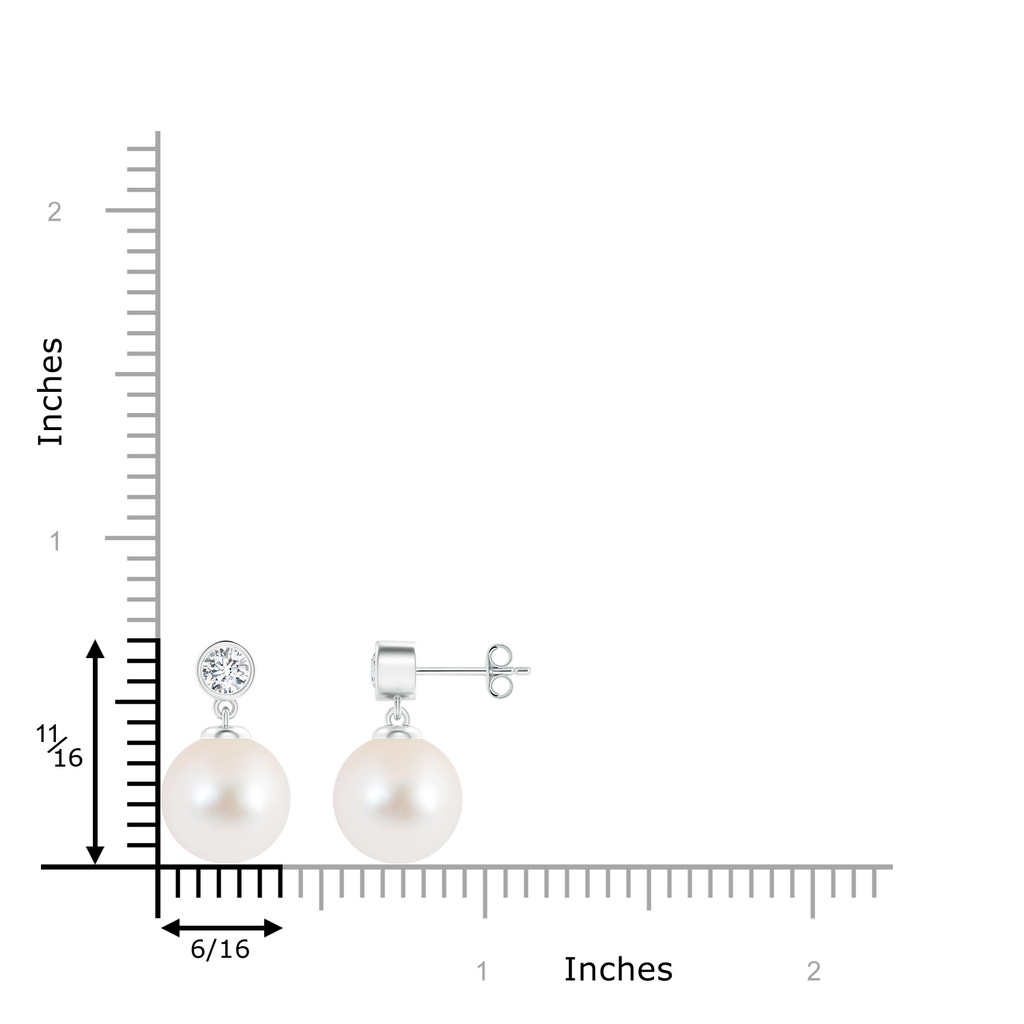 10mm AAA Freshwater Pearl Drop Earrings with Bezel Diamond in S999 Silver Product Image