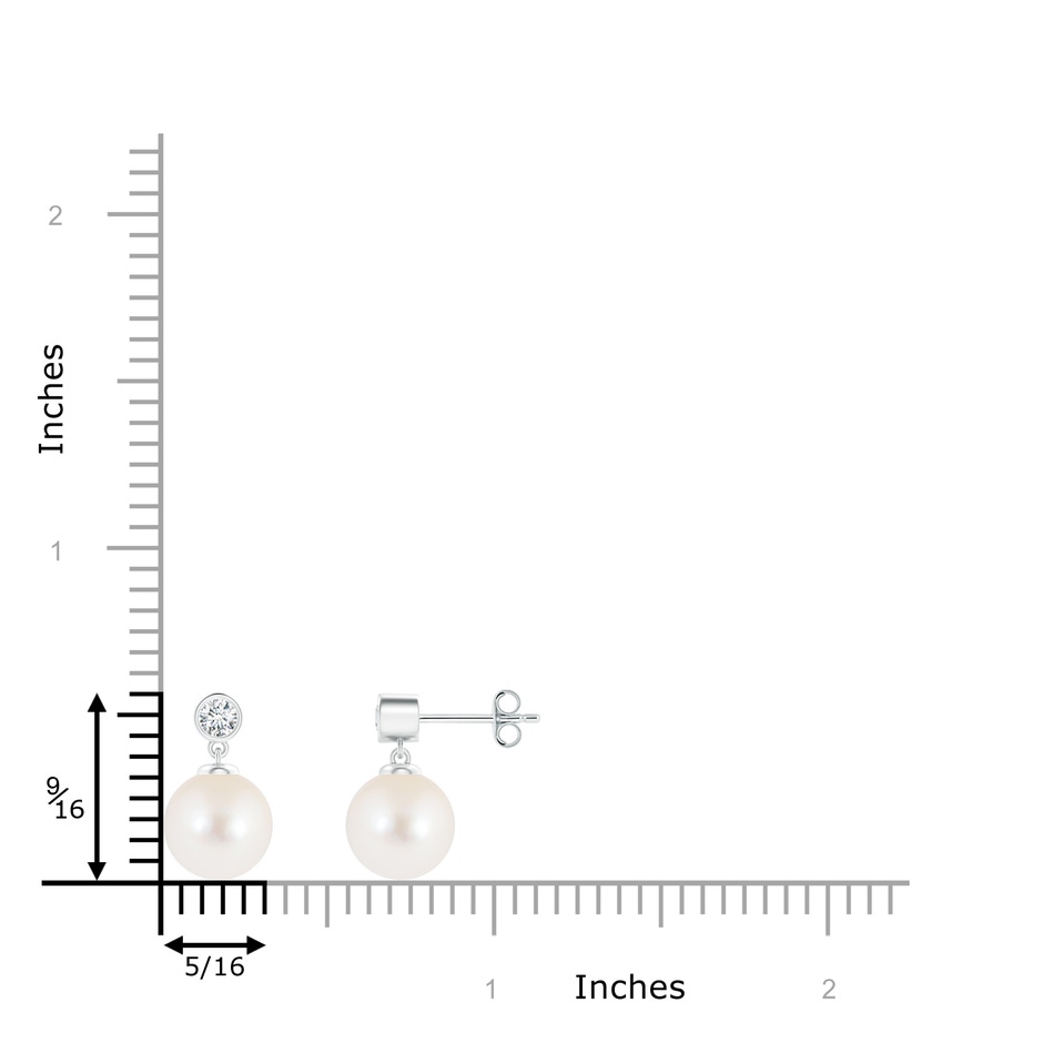 8mm AAA Freshwater Pearl Drop Earrings with Bezel Diamond in S999 Silver product image