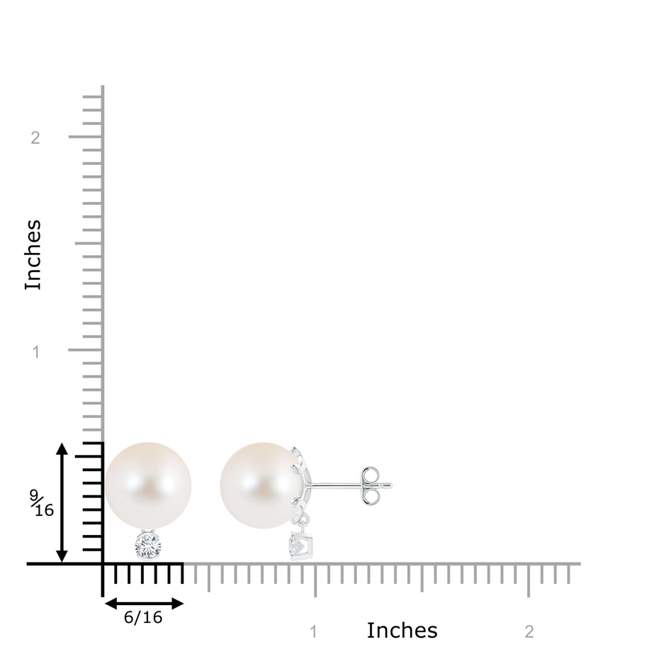 10mm AAA Freshwater Pearl Studs with Diamond in S999 Silver product image
