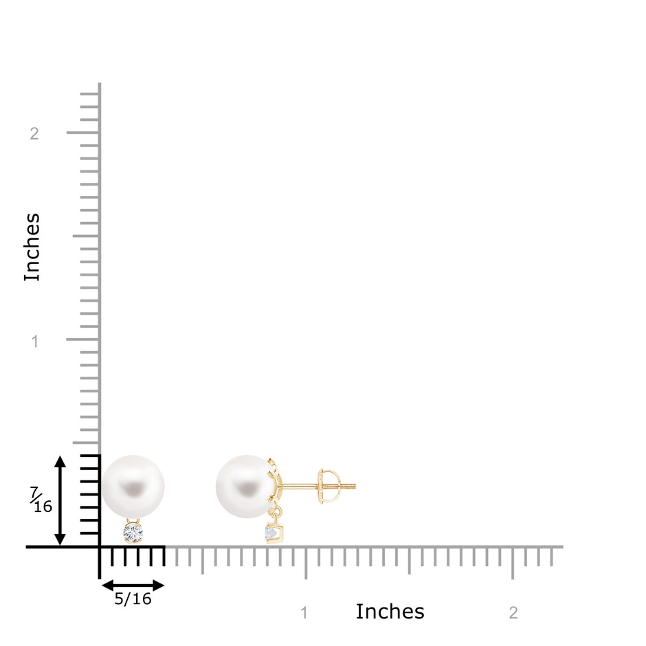 8mm AA Freshwater Pearl Studs with Diamond in Yellow Gold product image