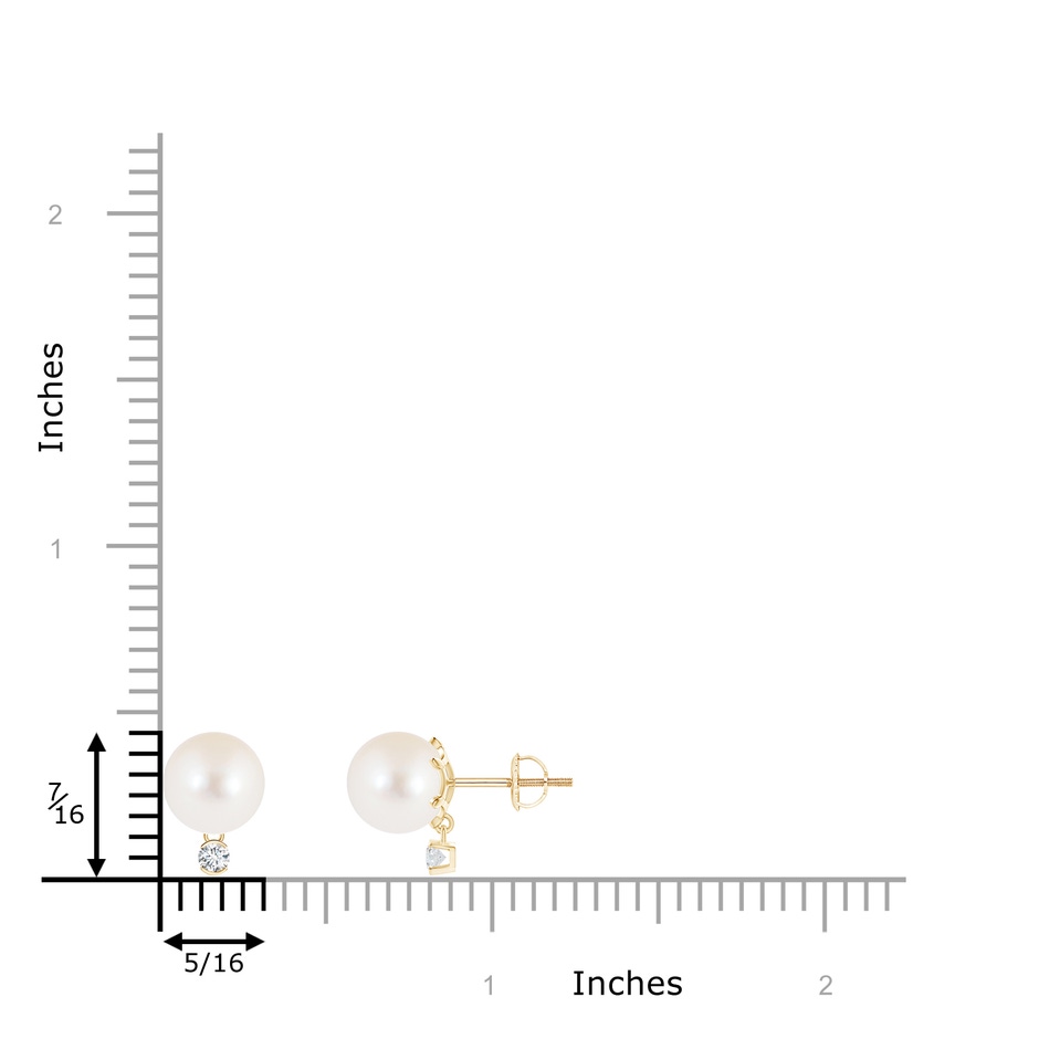 8mm AAA Freshwater Pearl Studs with Diamond in Yellow Gold product image