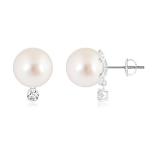 10mm AAAA South Sea Pearl Studs with Diamond in 9K White Gold