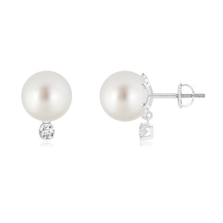 9mm AAA South Sea Pearl Studs with Diamond in White Gold