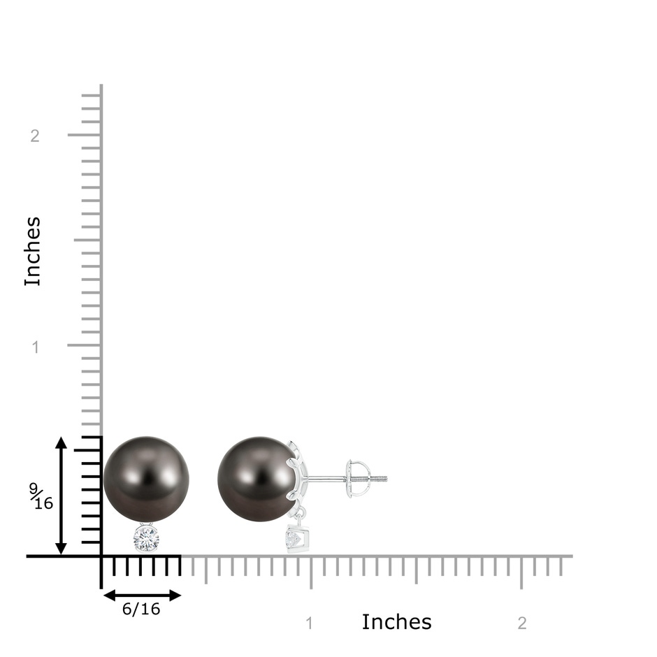 10mm AAA Tahitian Pearl Studs with Diamond in White Gold product image