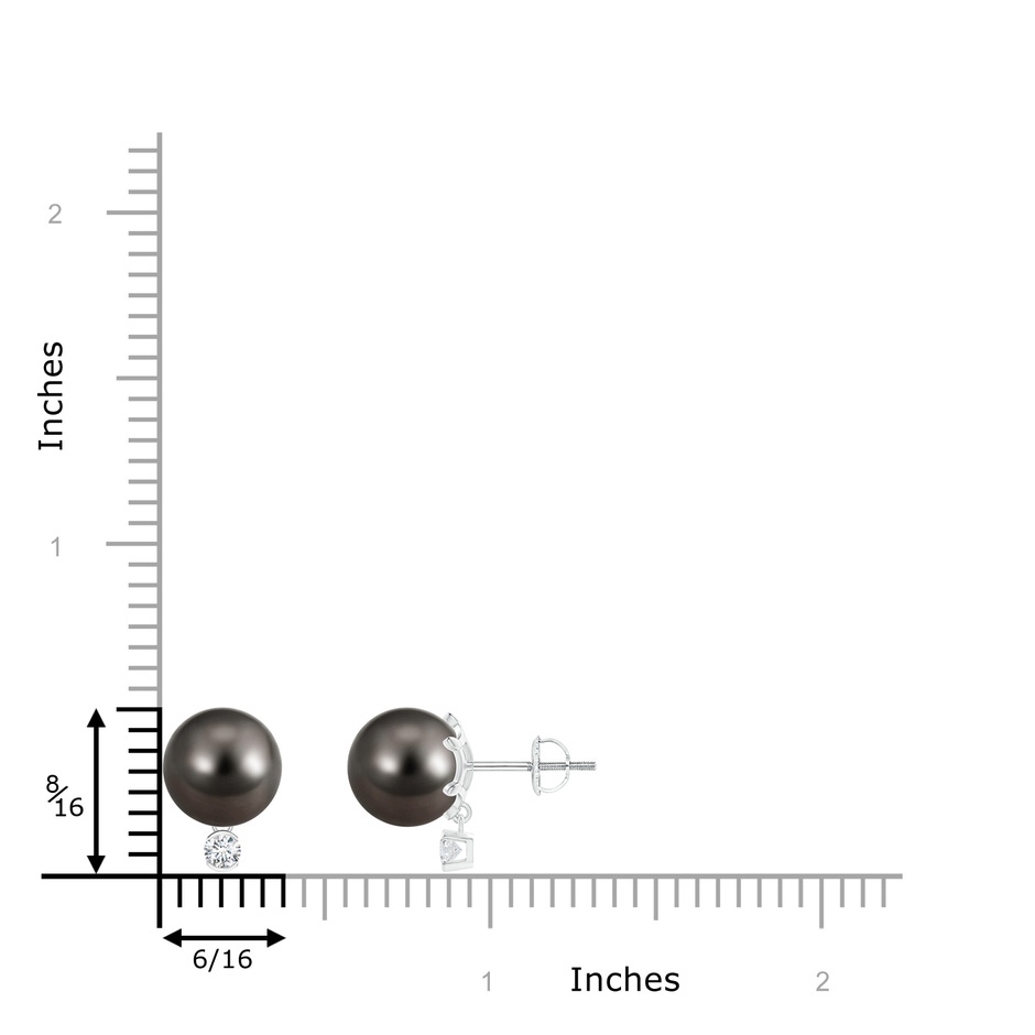 9mm AAA Tahitian Pearl Studs with Diamond in White Gold product image