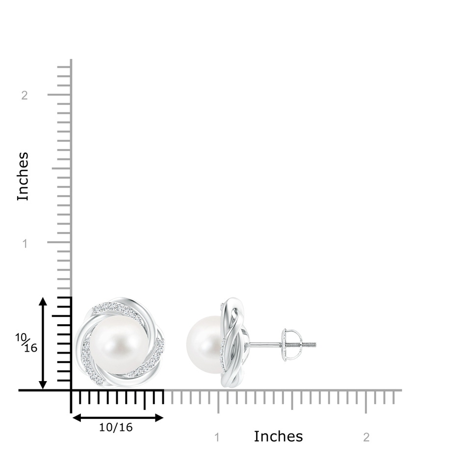 10mm AA Freshwater Pearl Knot Earrings with Diamonds in White Gold product image