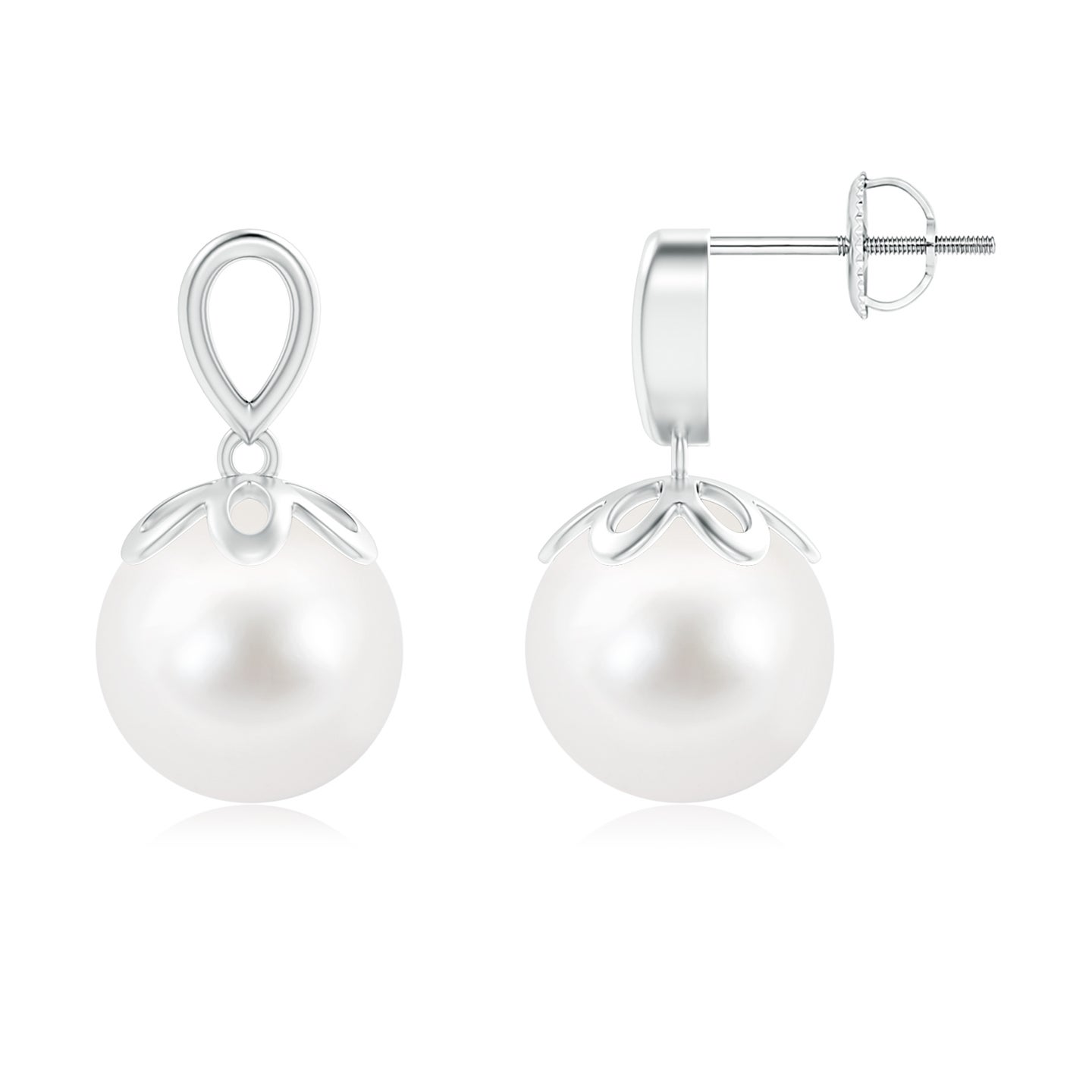 Solitaire Freshwater Cultured Pearl Dangle Earrings