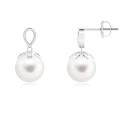 Drop White Gold Freshwater Pearl Earrings