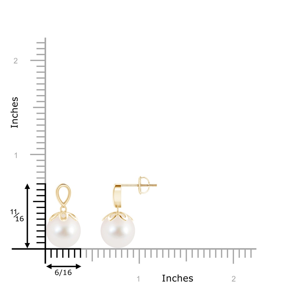 9mm AAA Solitaire Freshwater Cultured Pearl Dangle Earrings in Yellow Gold product image