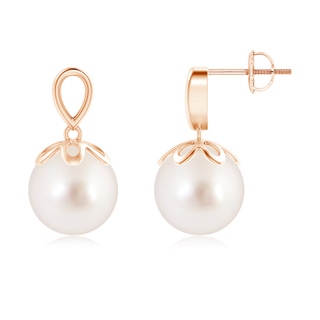 10mm AAAA Solitaire South Sea Cultured Pearl Dangle Earrings in Rose Gold