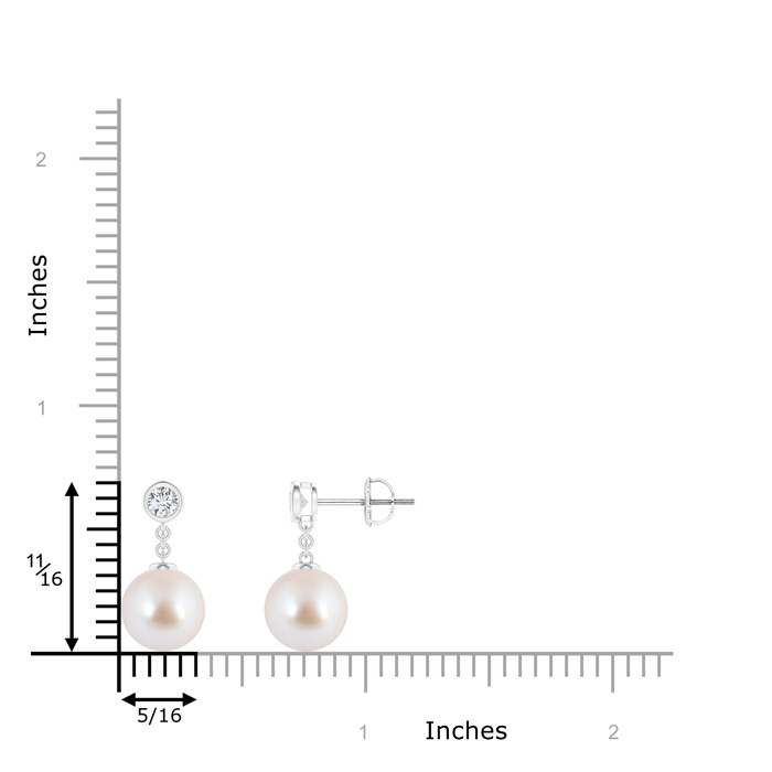 8mm AAA Akoya Cultured Pearl and Diamond Drop Earrings in White Gold Product Image