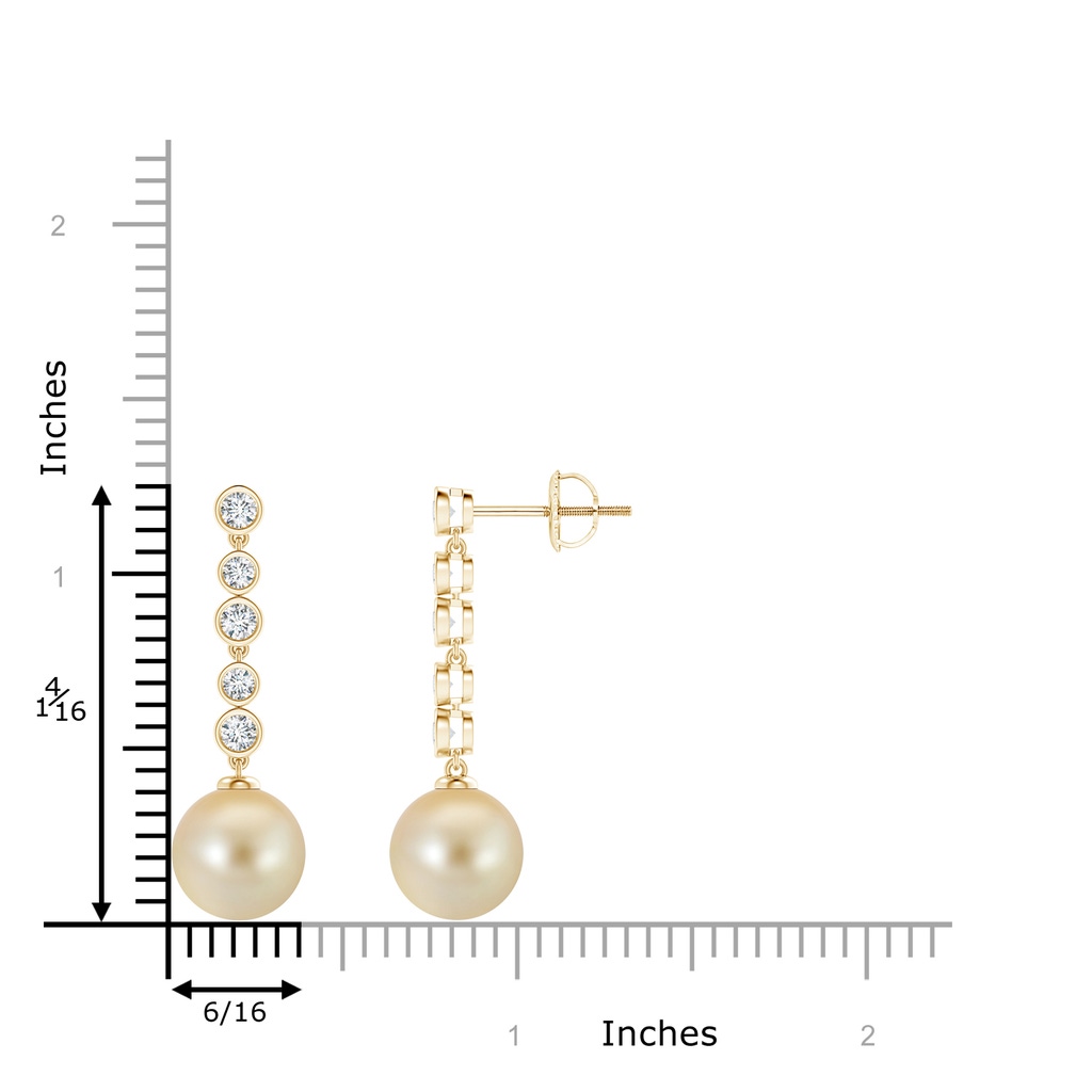 9mm AAA Golden South Sea Cultured Pearl Long Drop Earrings in Yellow Gold Product Image