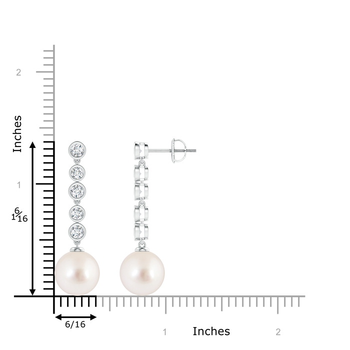 10mm AAAA South Sea Pearl Long Drop Earrings with Diamonds in White Gold Product Image